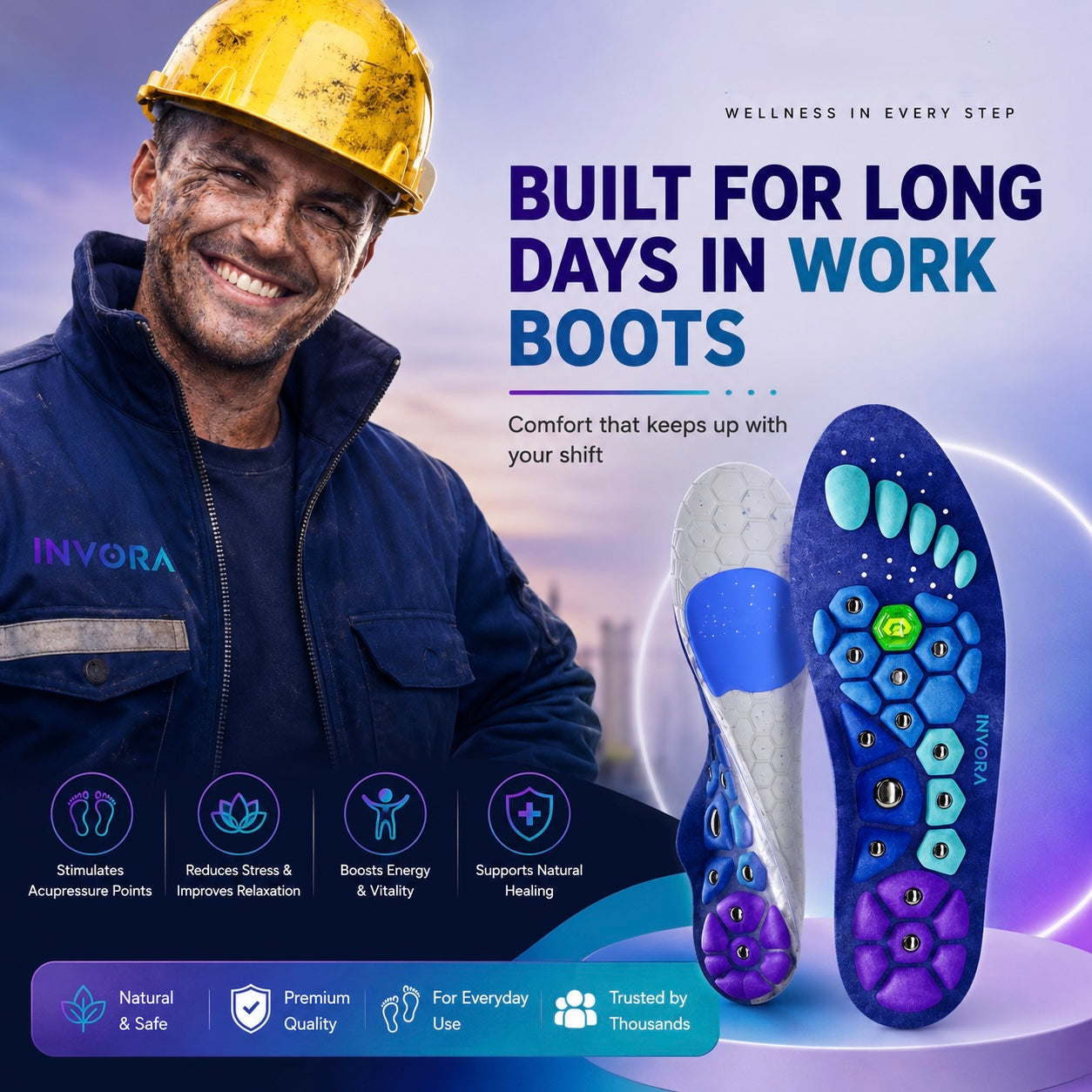 Invora Insoles – Magnetic Acupressure Comfort Support